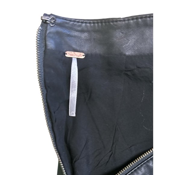 Free People Skirt Womens 0 Black Vegan Leather Mini Modern Femme zip Ladies* - Picture 5 of 7